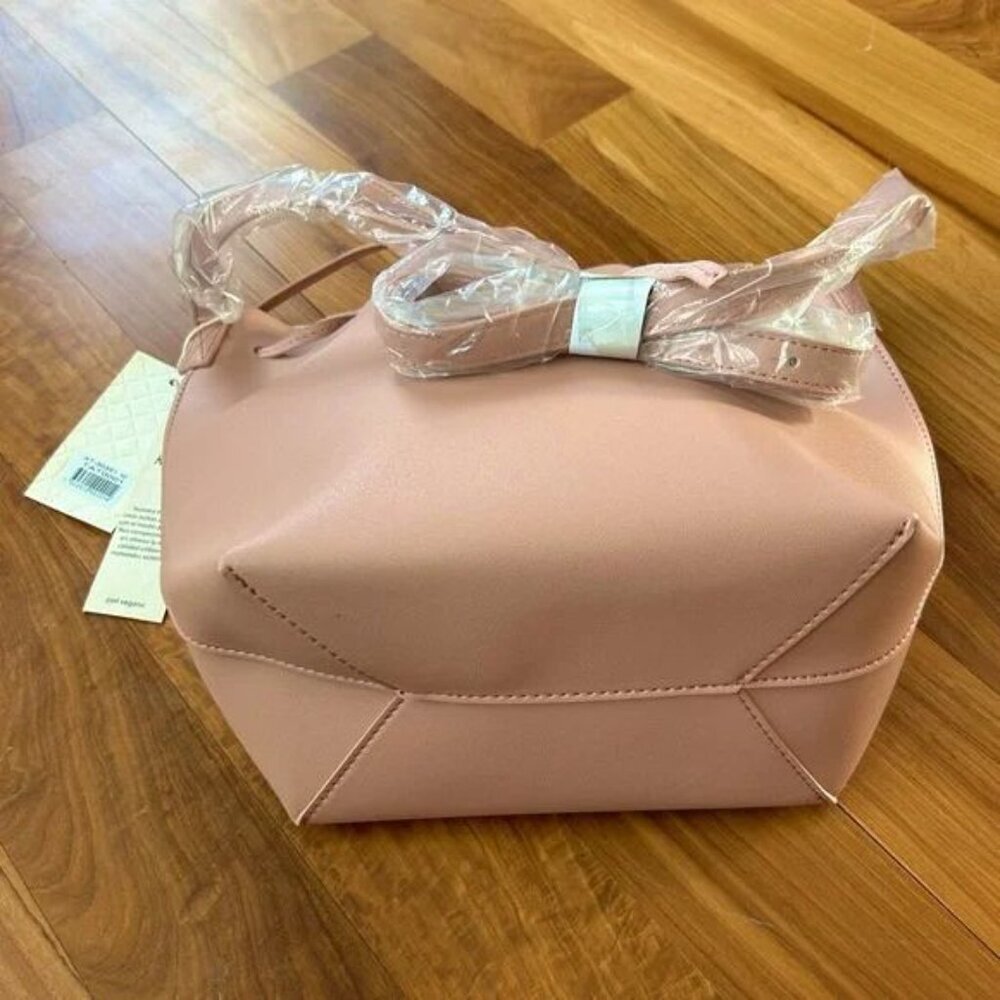 NWT Kayla + Ava | Women’s dusty rose crossbody bow tie bucket bag, vegan leather - Picture 6 of 11